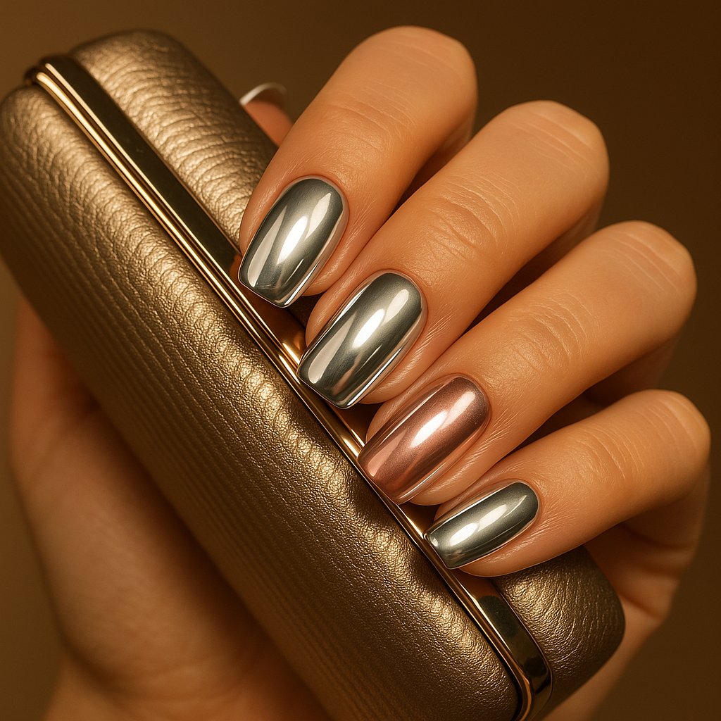 Chrome & Metallic Gel Nails