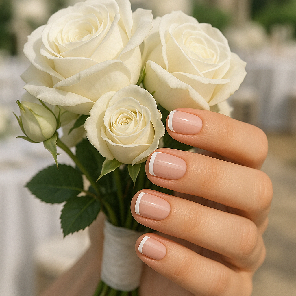 Chrome & Pearl Wedding Nails for a Modern Touch