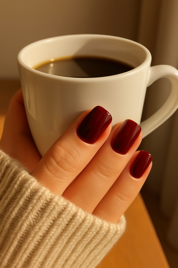 Classic Glossy Burgundy Nails