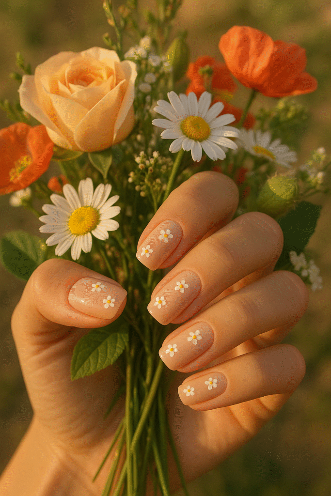 Floral Squoval Nail Art