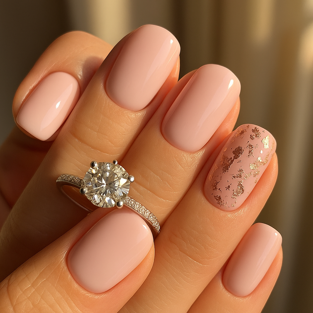 Gold & Rose Princess Nails for Elegant Brides