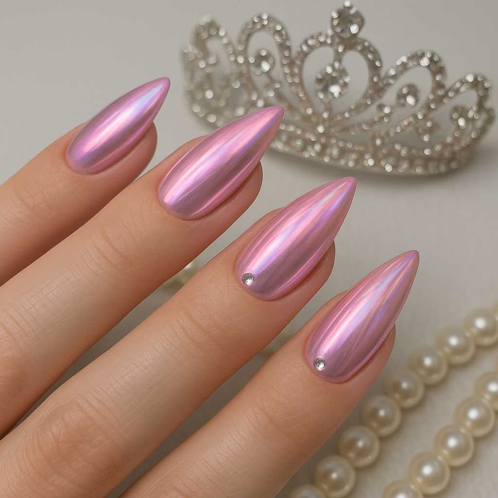 Iridescent & Chrome Princess Nails for Modern Royals