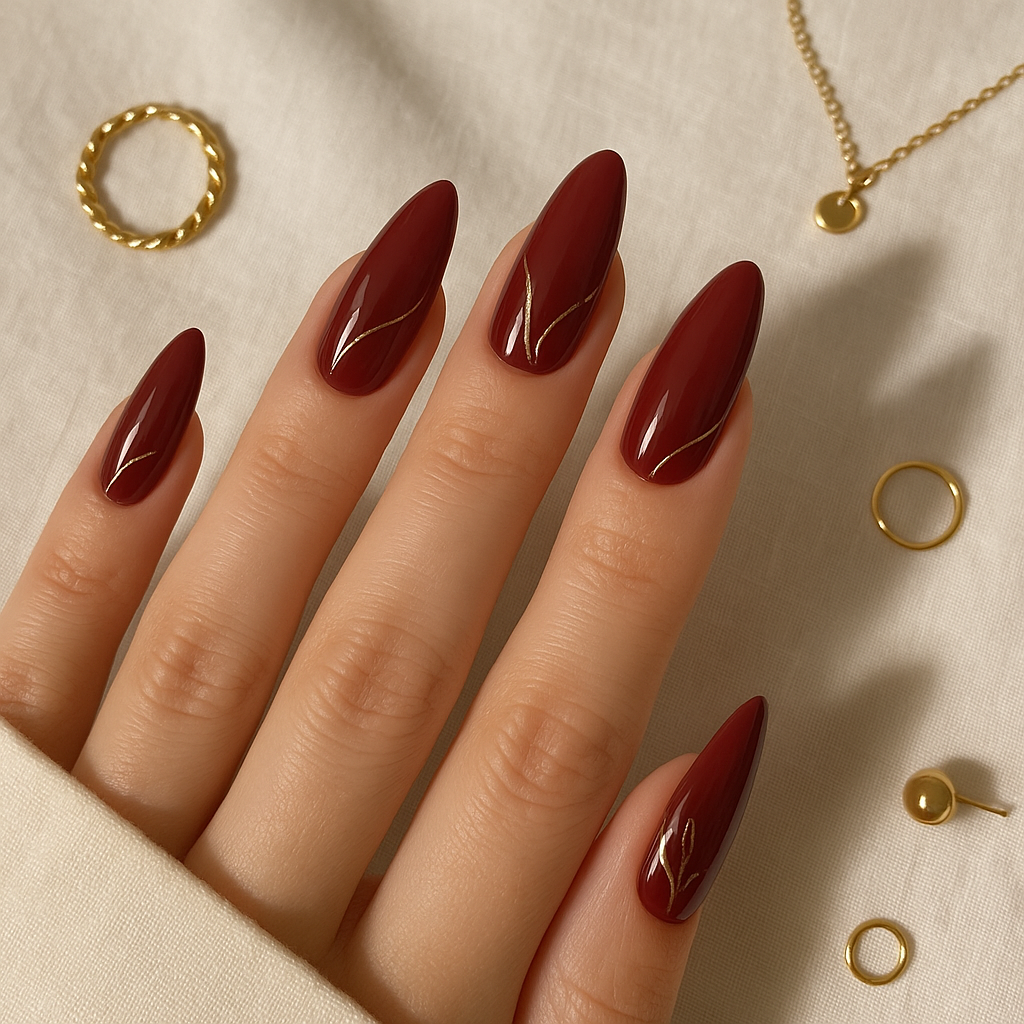 Long Burgundy Nails for Glam Moments