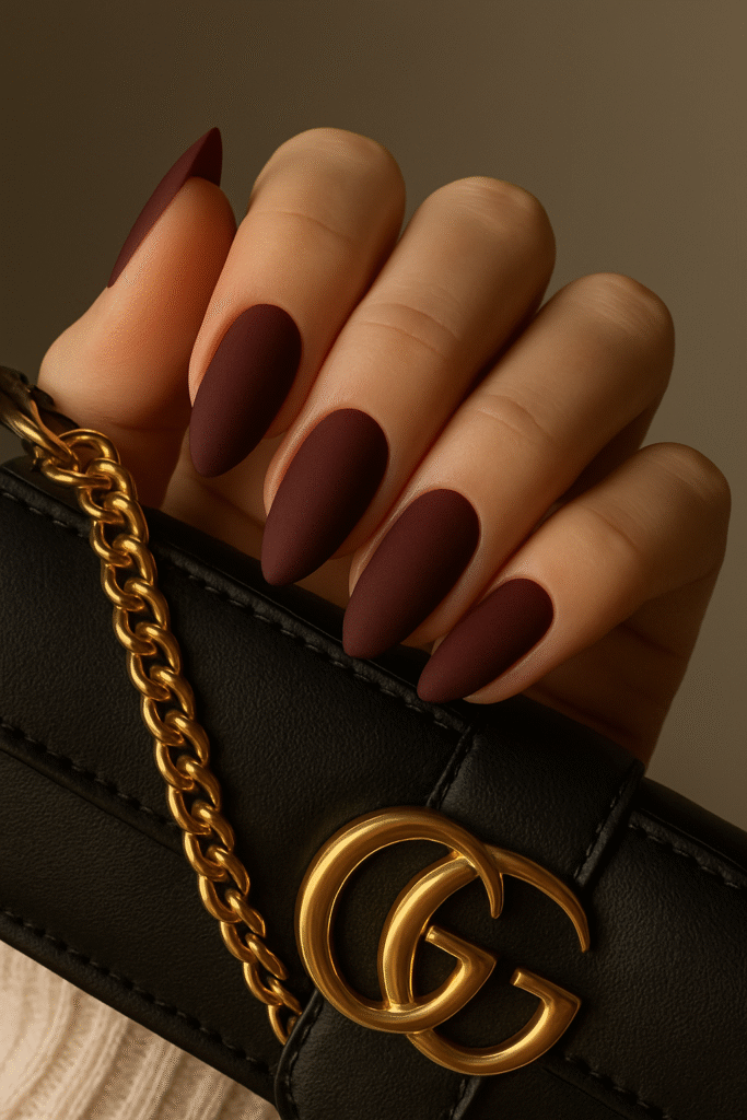 Matte Burgundy Nails