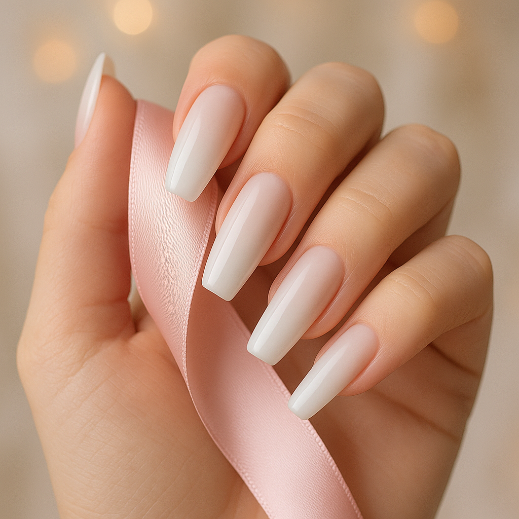 Milky White Ombre Nails
