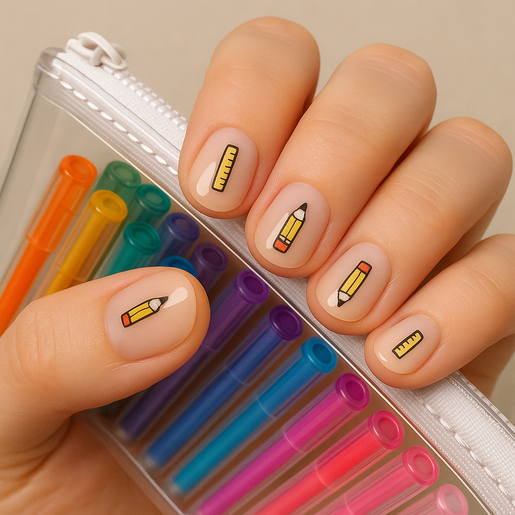 School Supply-Inspired Nail Art
