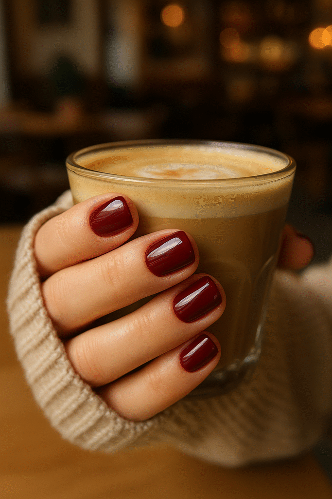 Short Burgundy Nails for Daily Chic