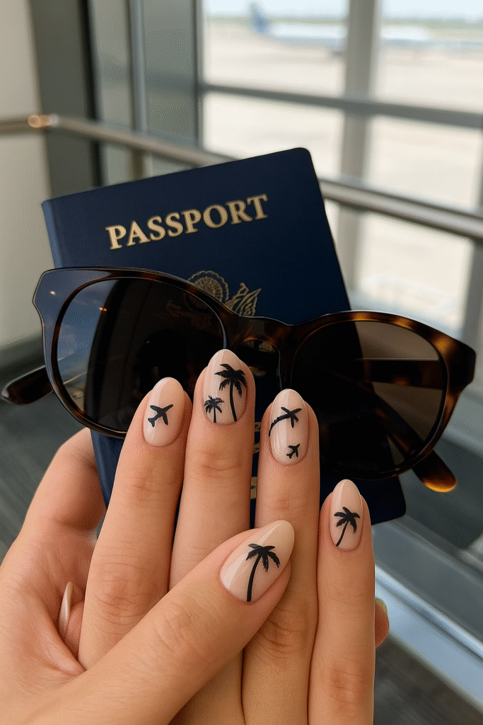 Vacation-Themed Accent Nails